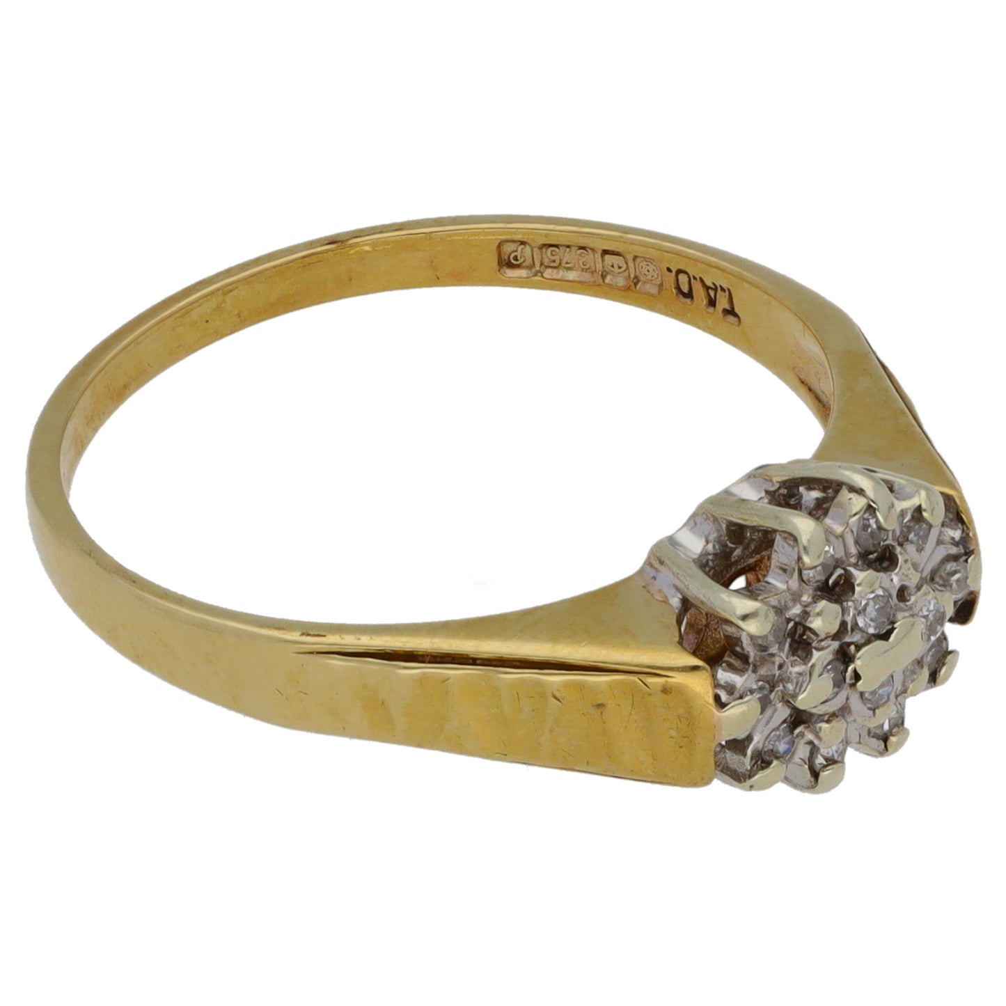 9ct Gold 0.07ct Diamond Cluster Ring Size Q