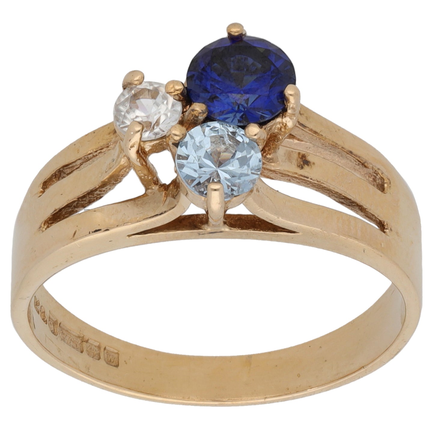 9ct Gold Imitation Trilogy Ring Size P