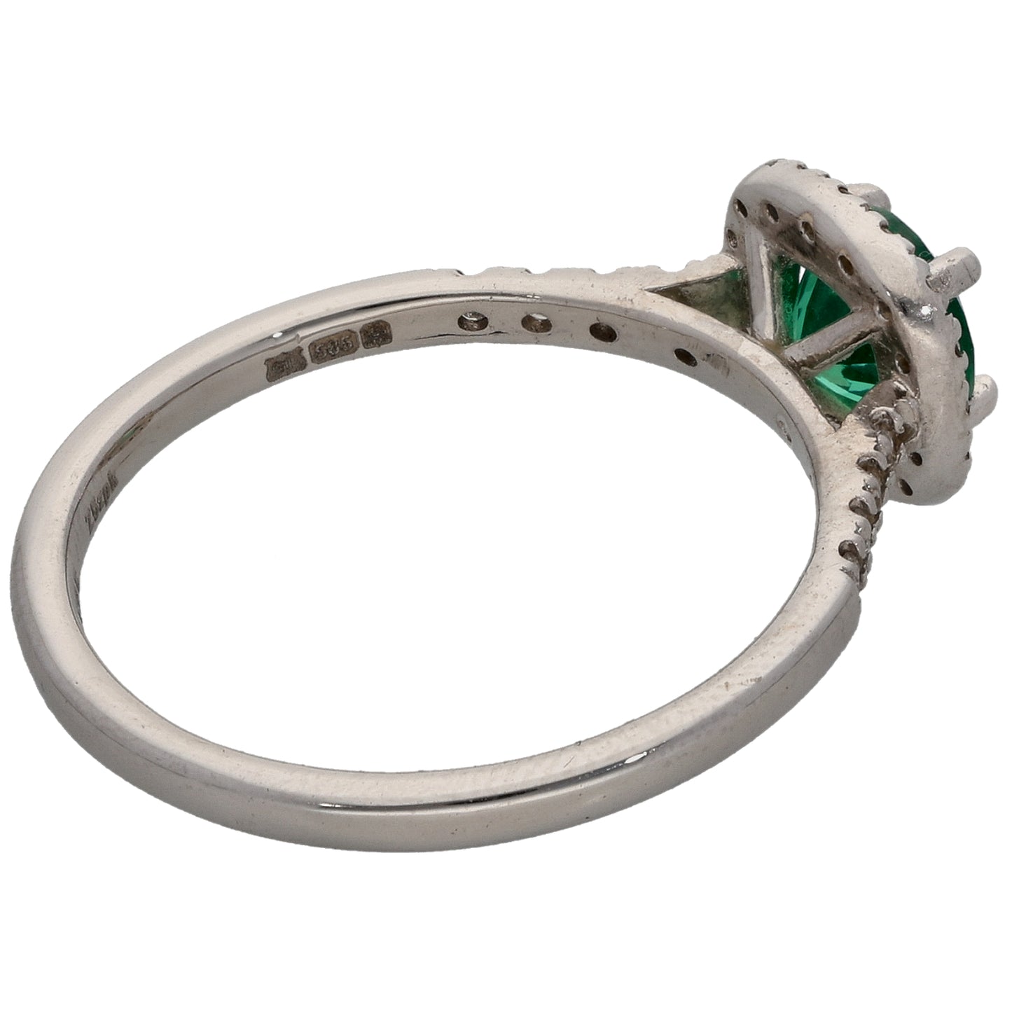 14ct White Gold Imitation & 0.21ct Diamond Halo Ring Size S