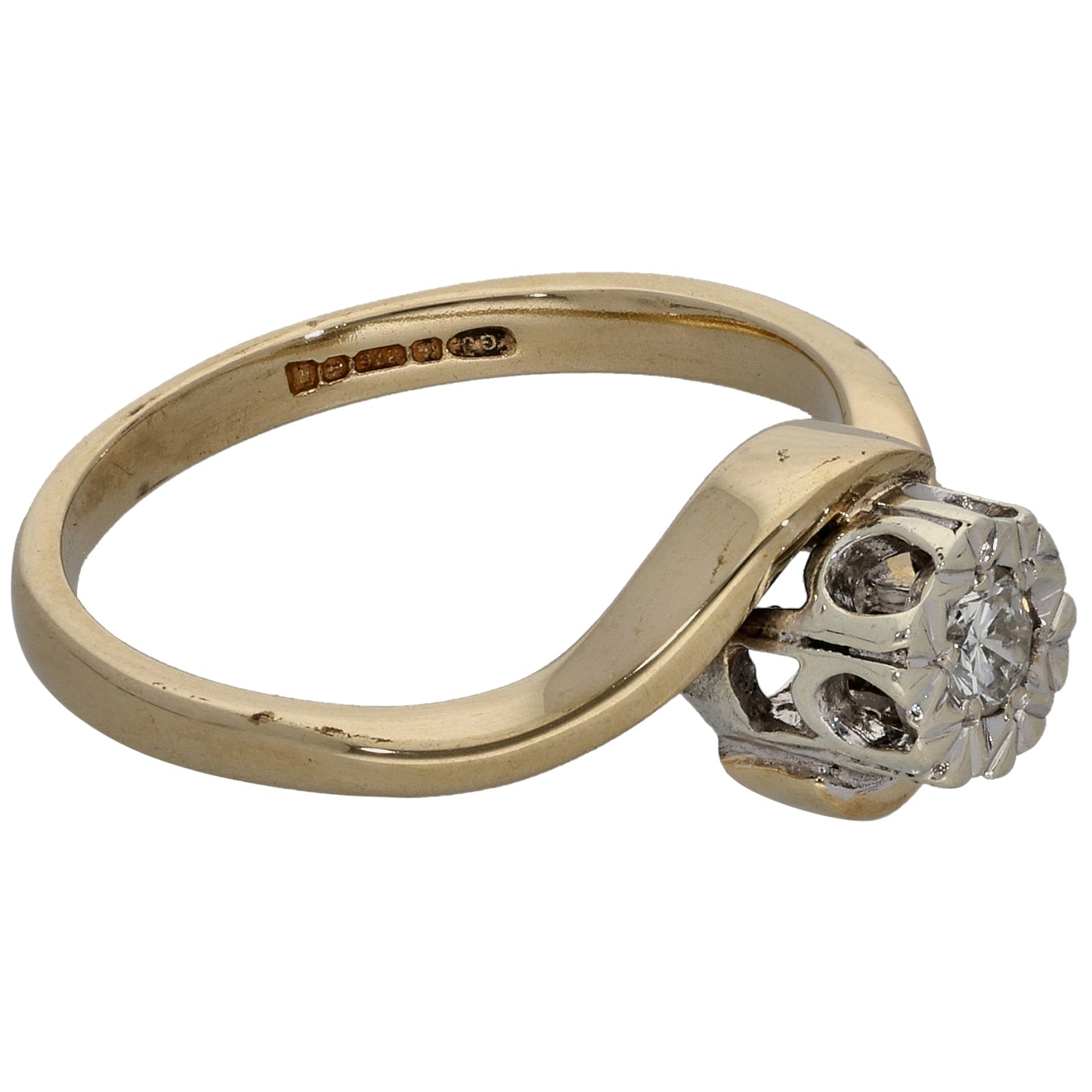 9ct Gold 0.10ct Diamond Solitaire Ring Size K