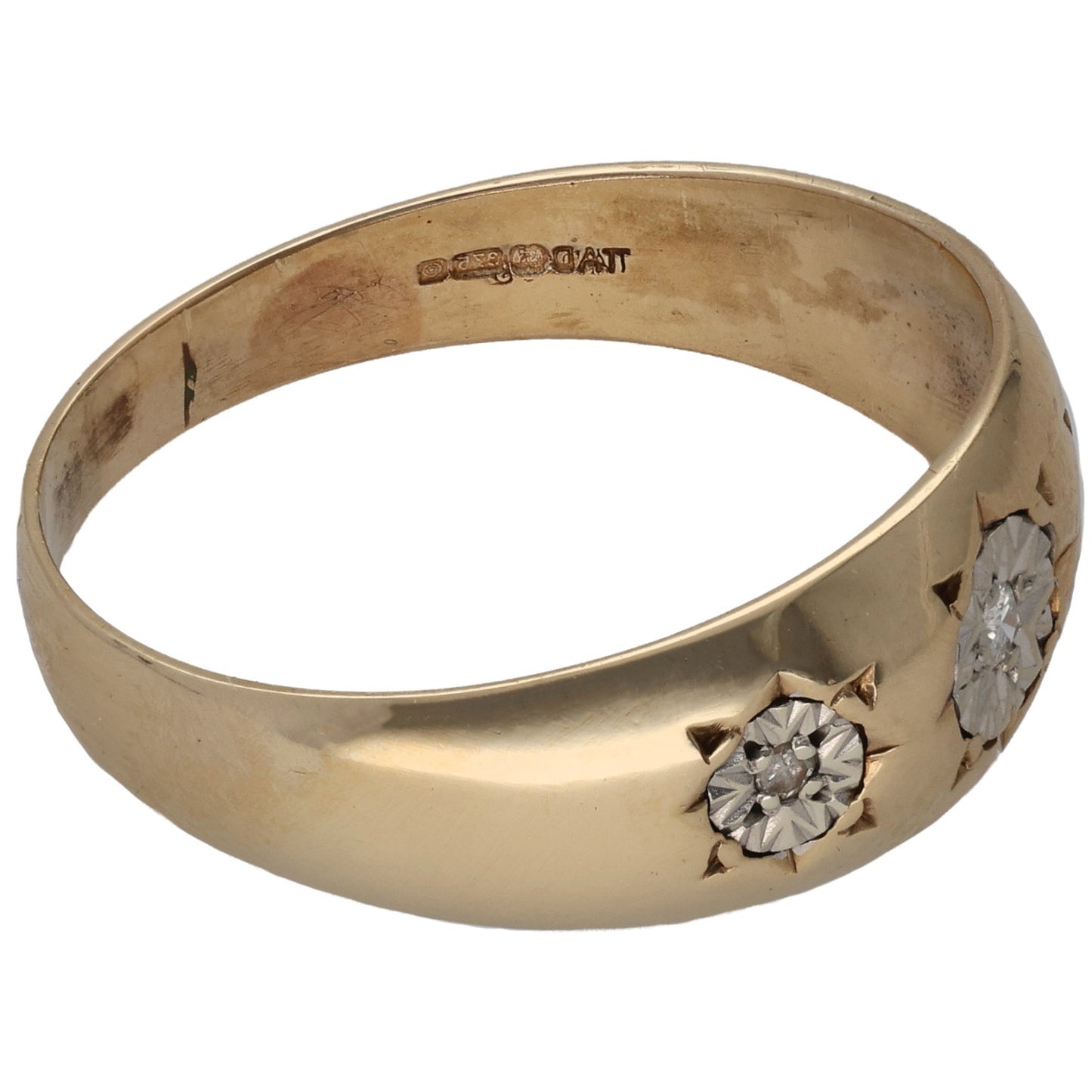 9ct Gold 0.05ct Diamond Trilogy Ring Size X