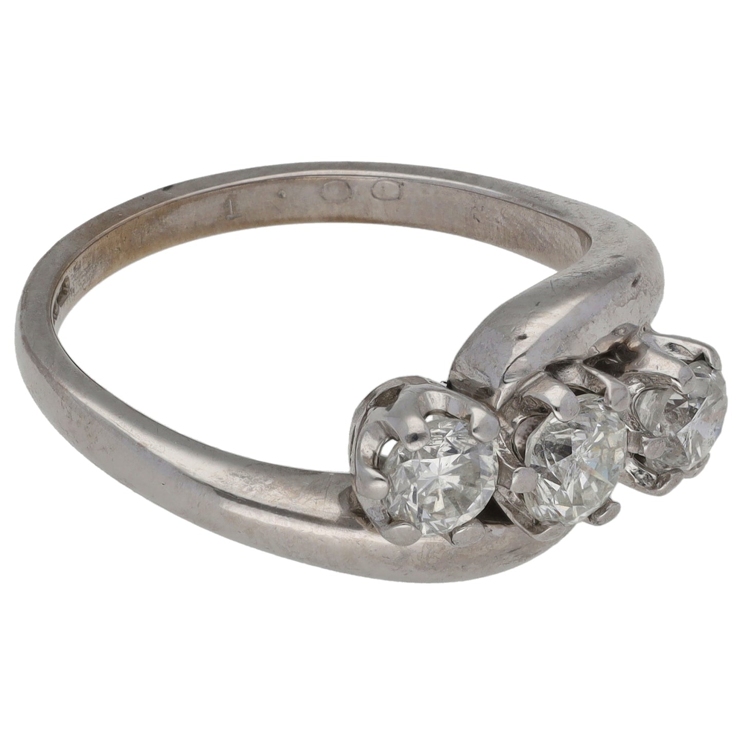 18ct White Gold 1.00ct Diamond Trilogy Ring Size O