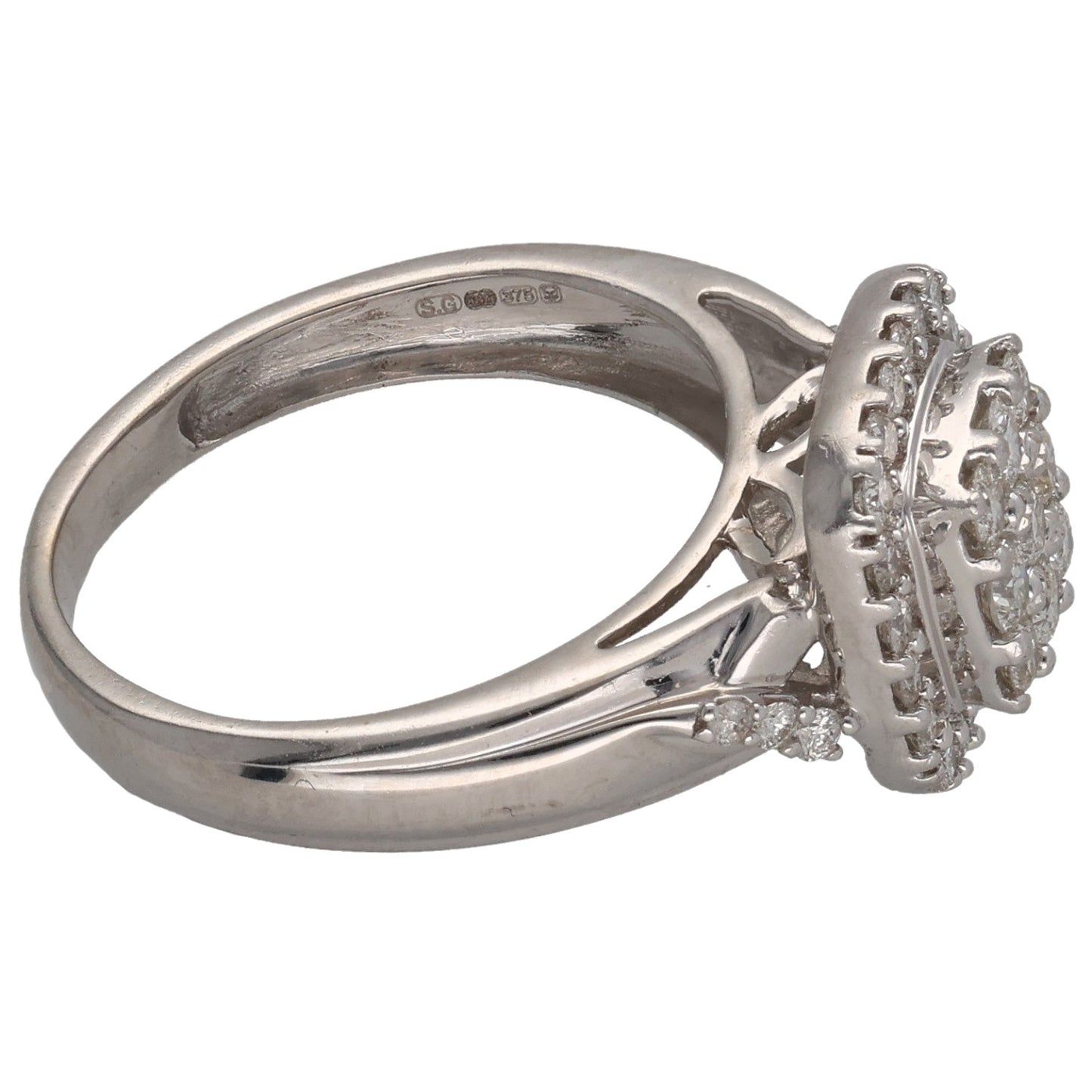 9ct White Gold 1.01ct Diamond Dress/Cocktail Ring Size K