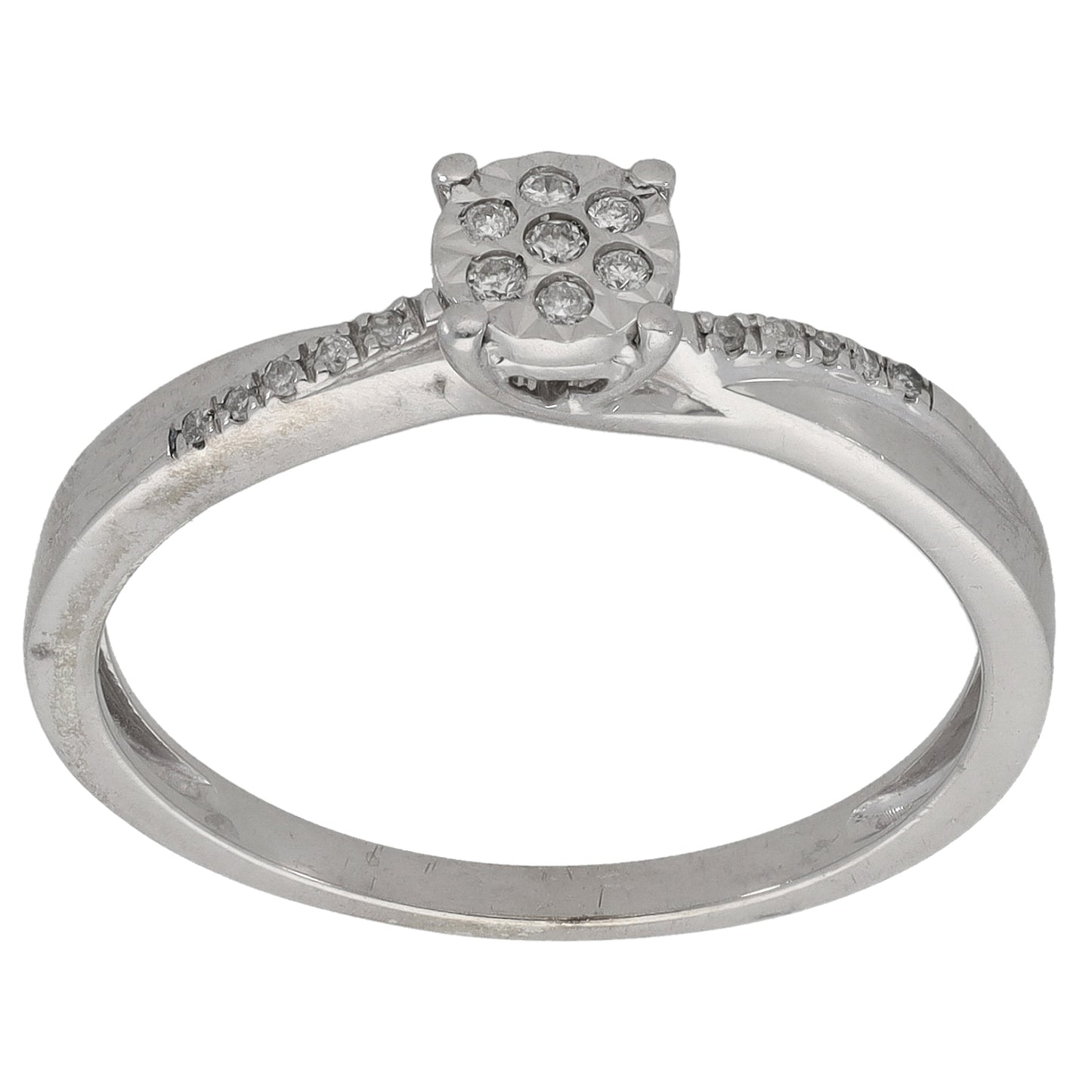 9ct White Gold 0.10ct Diamond Cluster Ring Size R