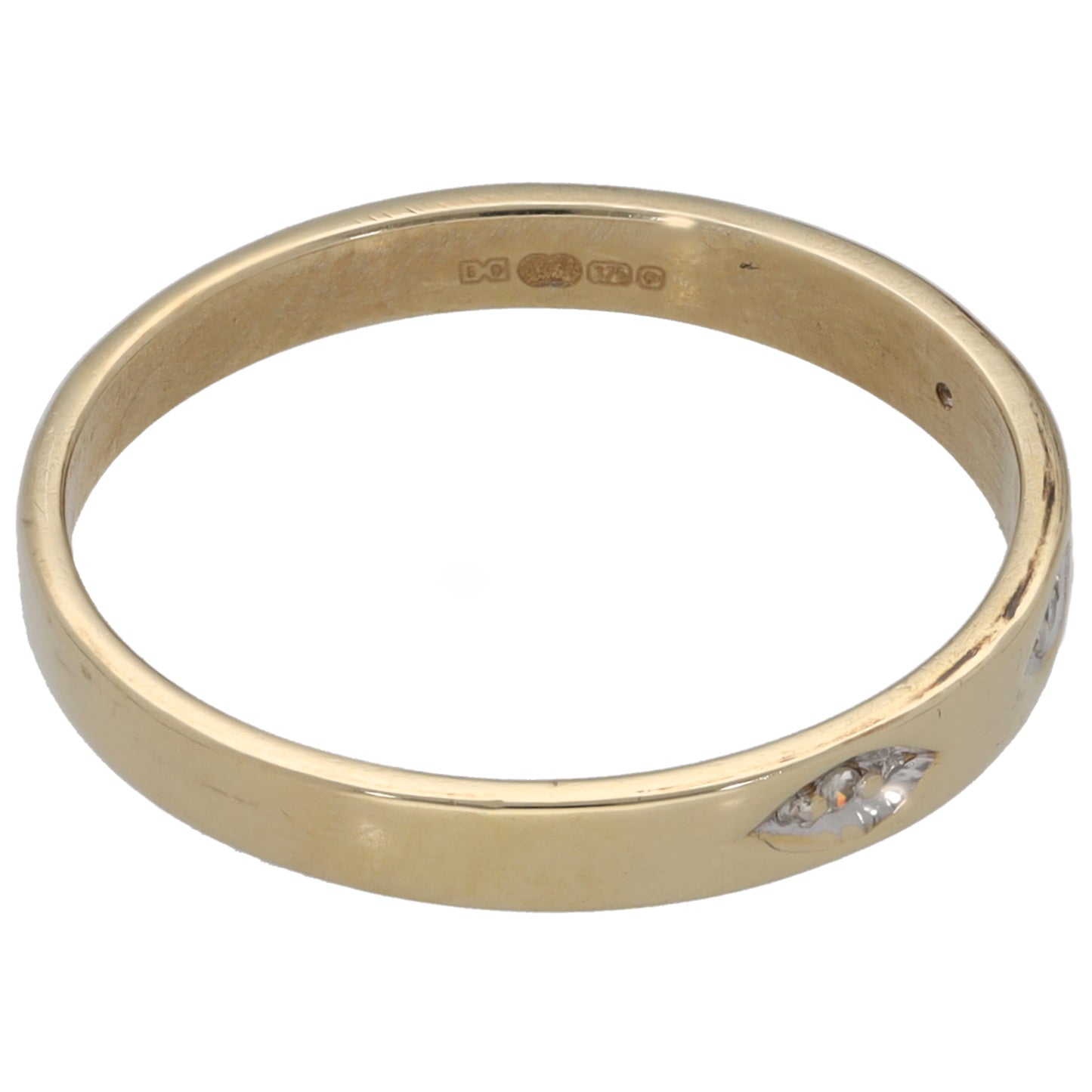 9ct Gold 0.015ct Diamond Three Stone Ring Size Q