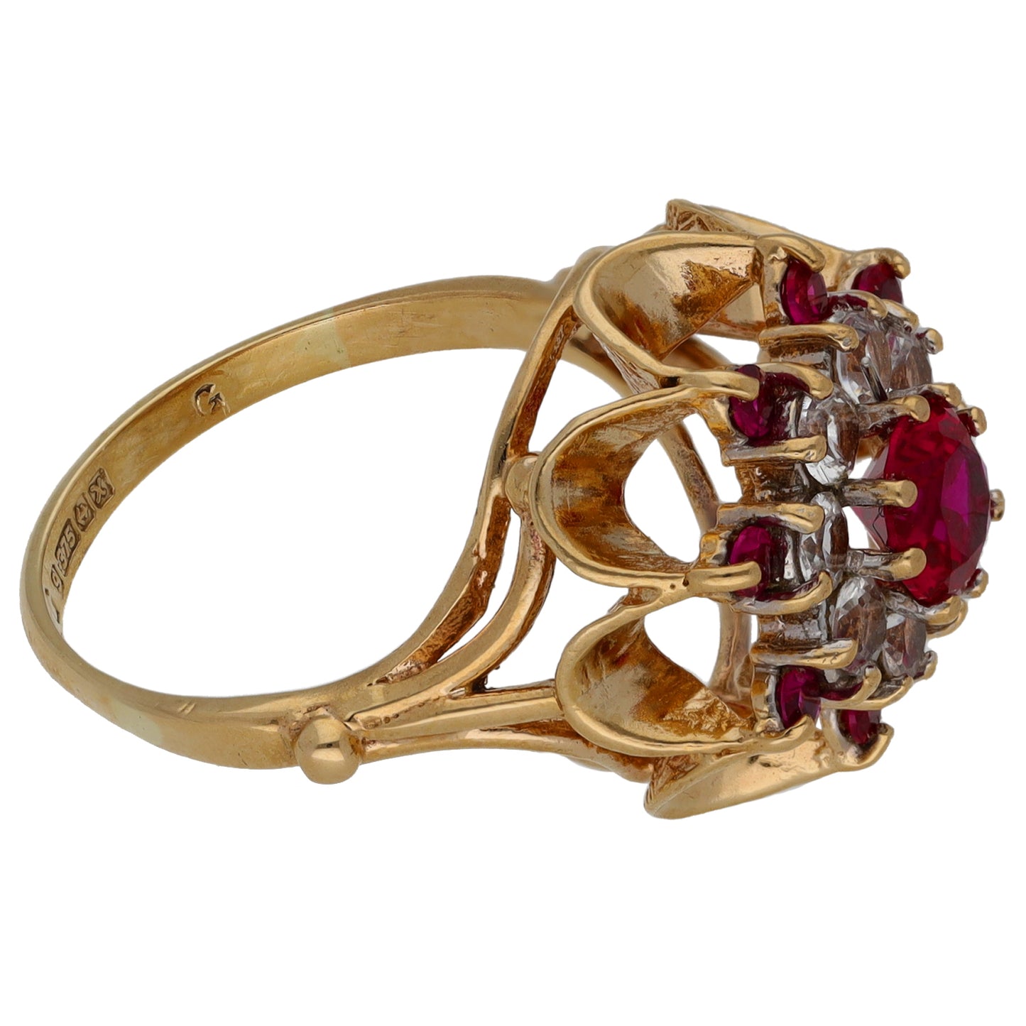 9ct Gold Imitation Gems Dress/Cocktail Ring Size M