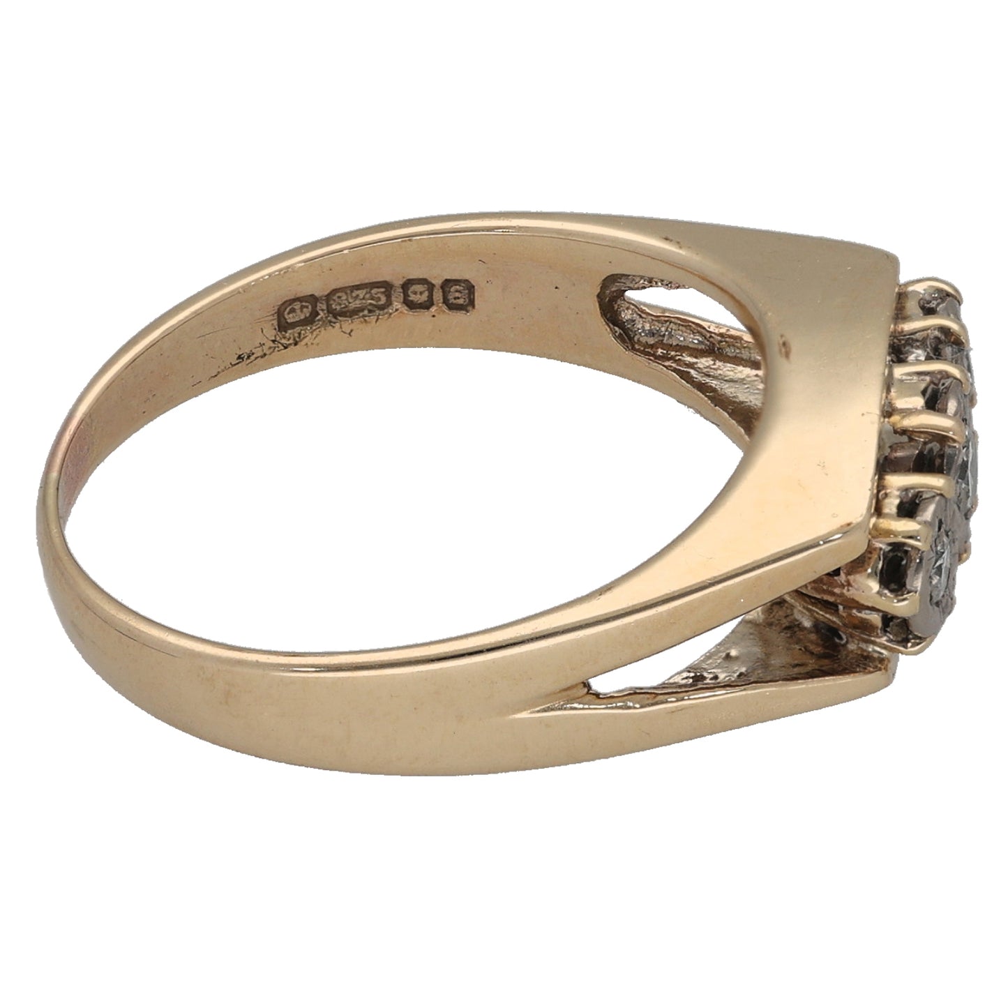 9ct Gold 0.10ct Diamond Trilogy Ring Size M