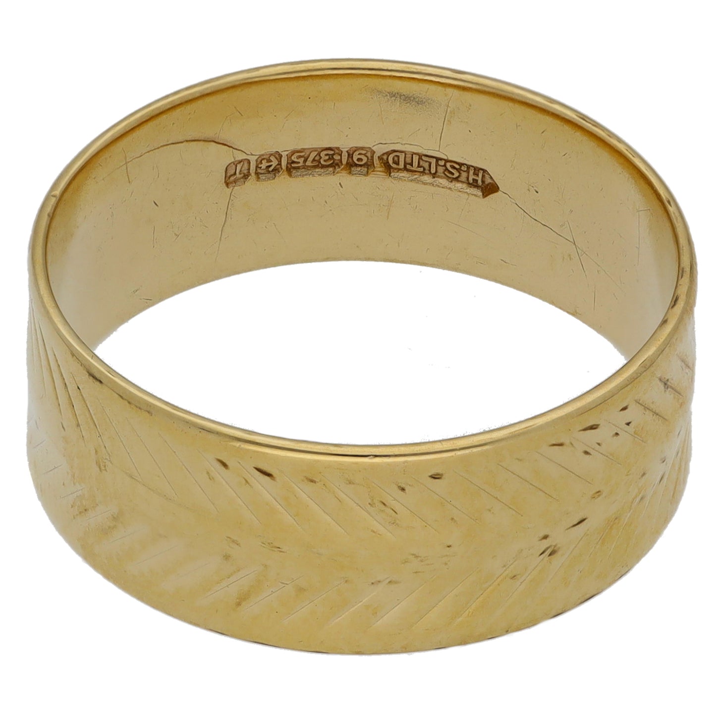 9ct Gold Patterned Wedding Ring Size R