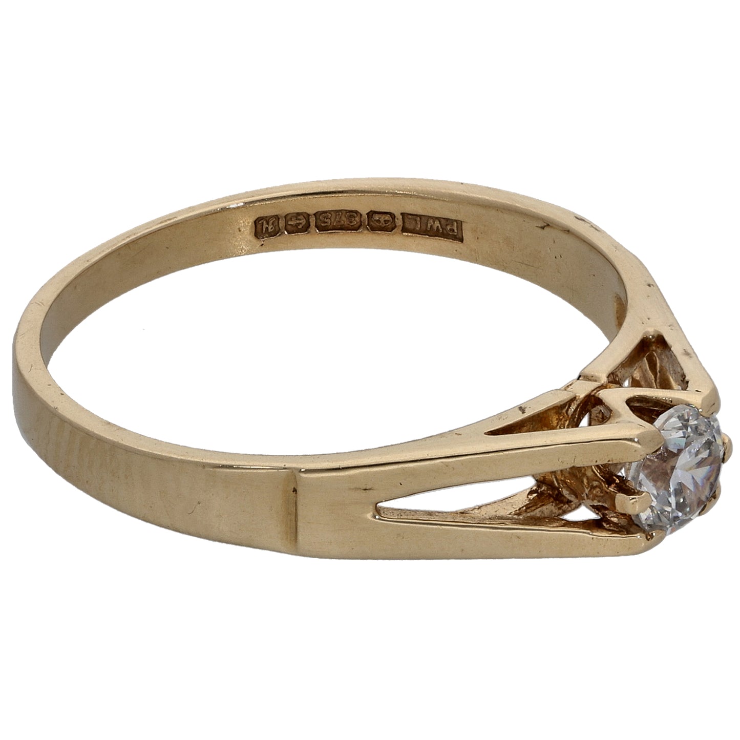 9ct Gold Cubic Zirconia Single Stone Ring Size Q