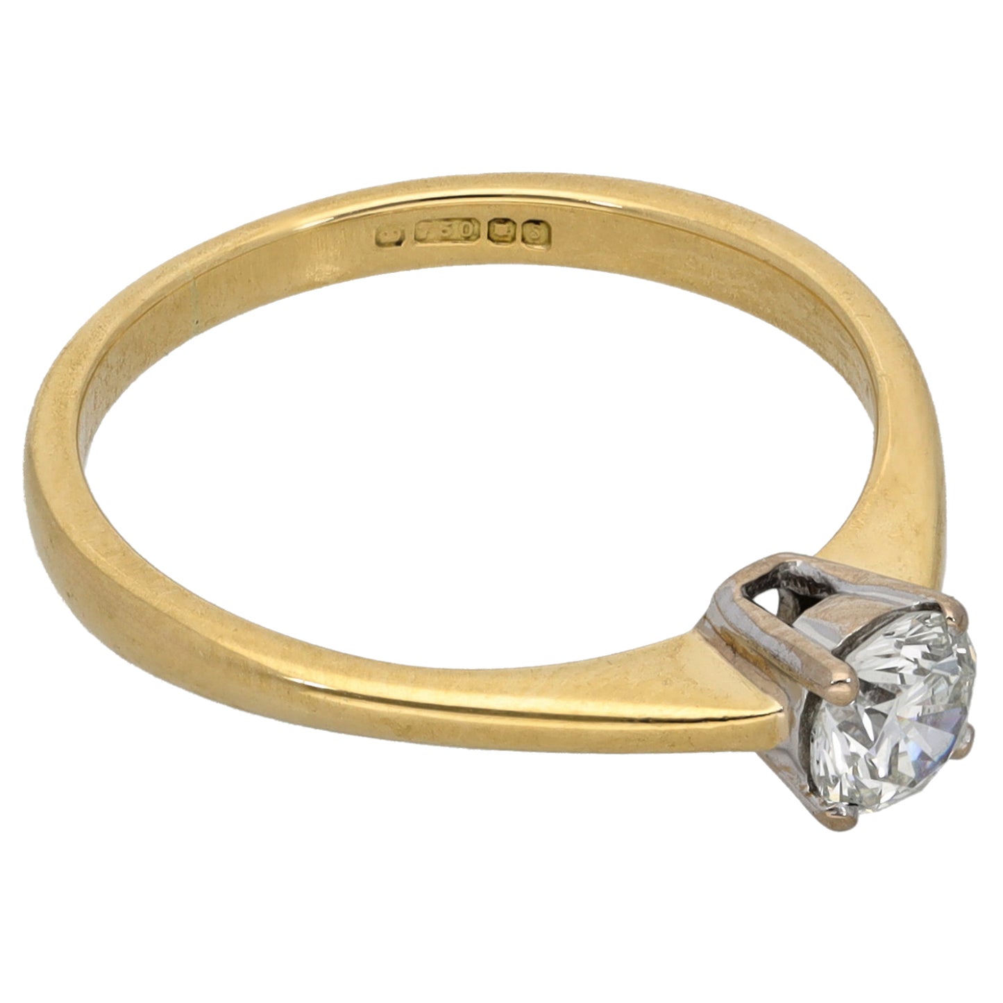 18ct Gold 0.35ct Diamond Solitaire Ring Size K