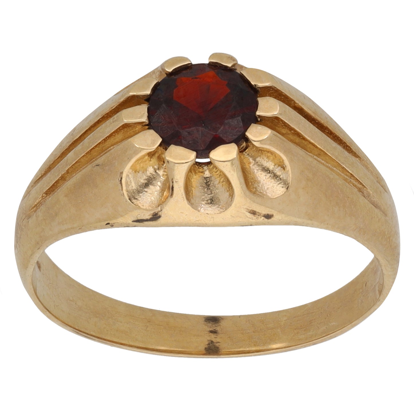 9ct Gold Garnet Single Stone Ring Size T