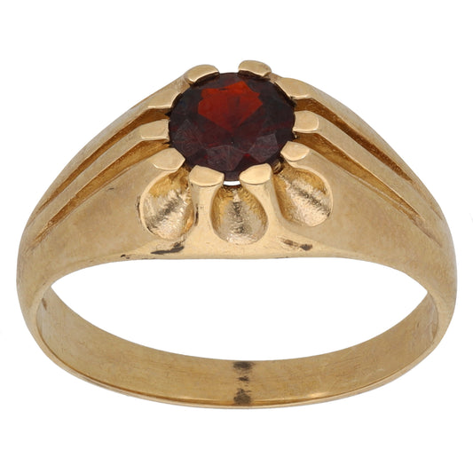 9ct Gold Garnet Single Stone Ring Size T