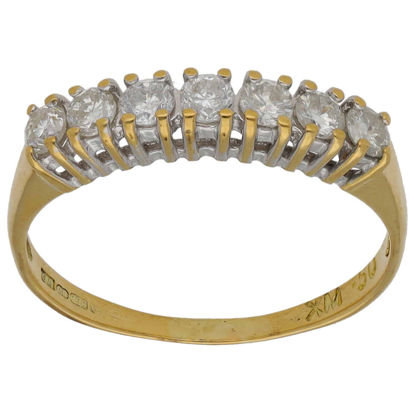18ct Gold 0.50ct Diamond Half Eternity Ring Size P