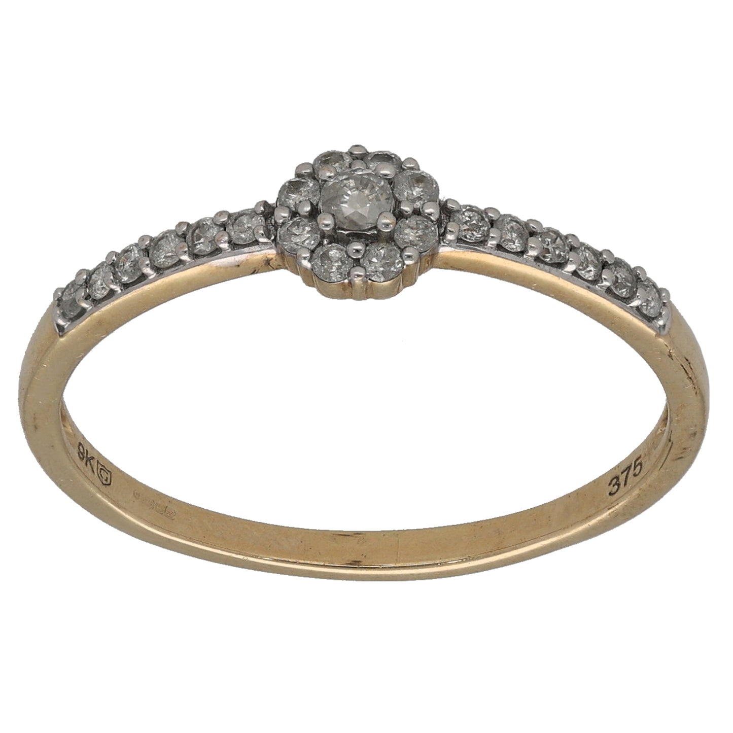9ct Gold 0.19ct Diamond Cluster Ring Size U