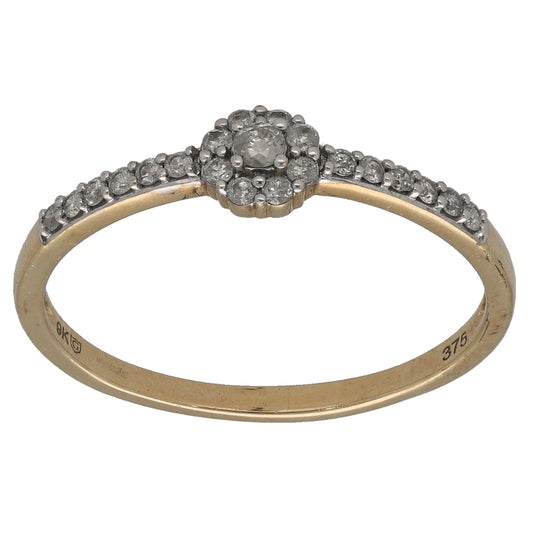 9ct Gold 0.19ct Diamond Cluster Ring Size U