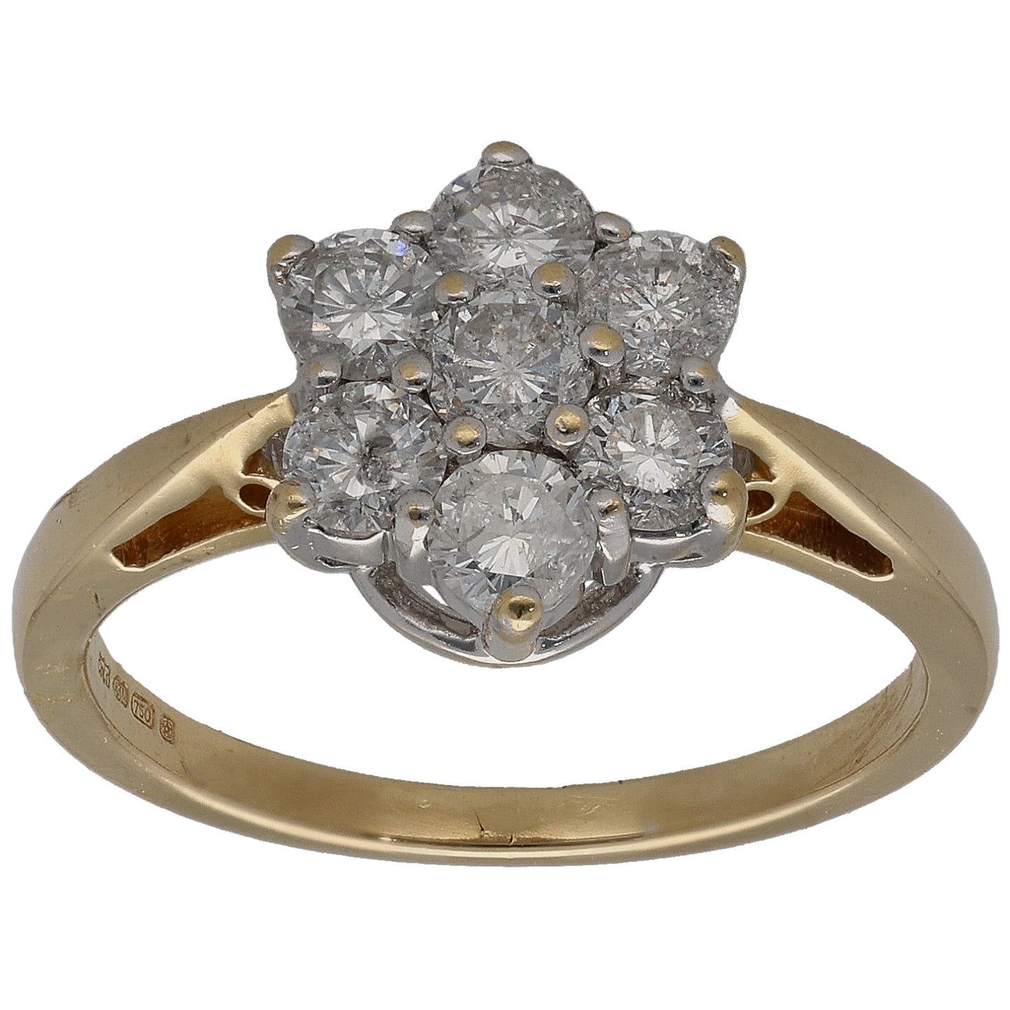18ct Gold 1.00ct Diamond Cluster Ring Size M