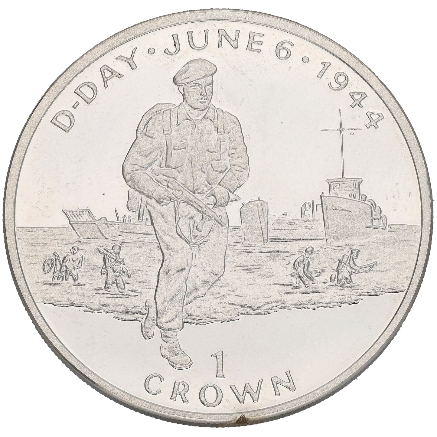 Sterling Silver D Day 50th Anniversary 1 Crown Coin 1994