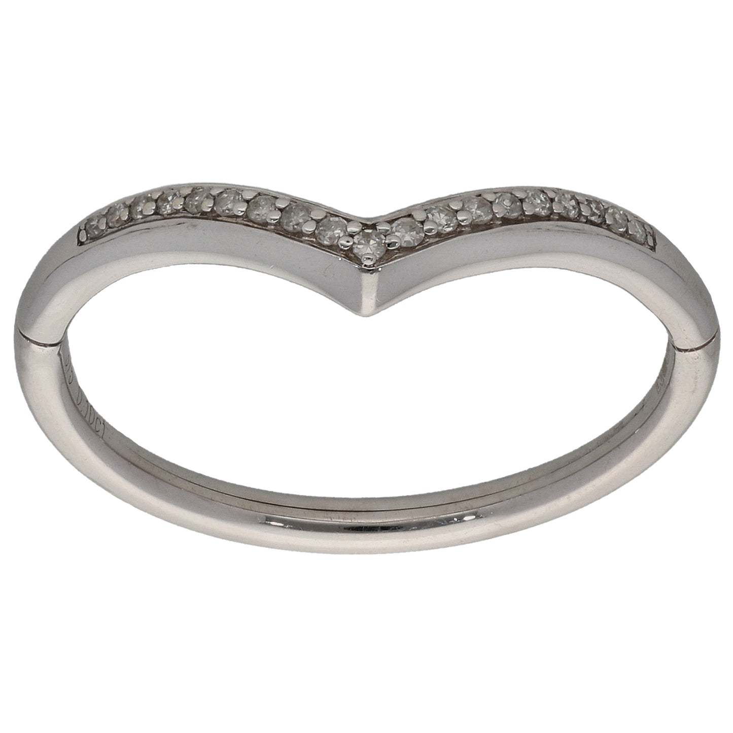 9ct White Gold 0.10ct Diamond Wishbone Ring Size U