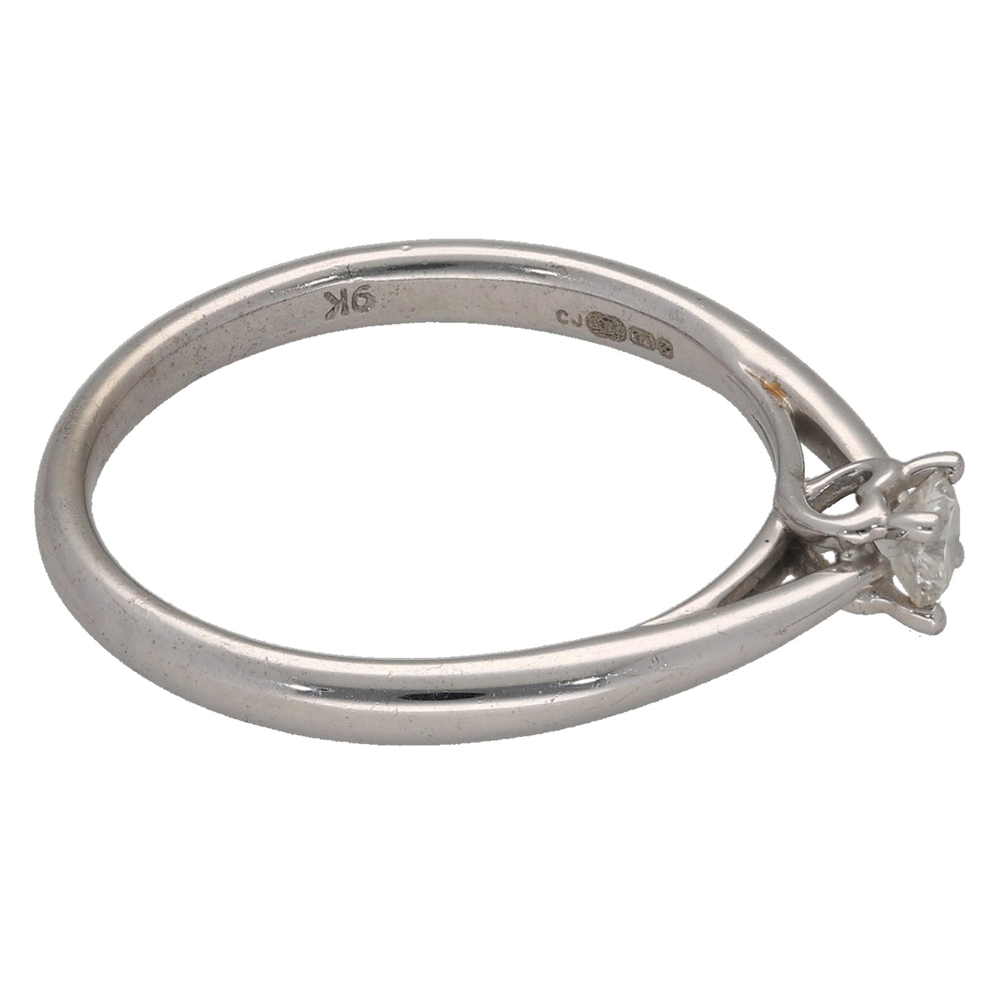 9ct White Gold 0.15ct Diamond Solitaire Ring Size O