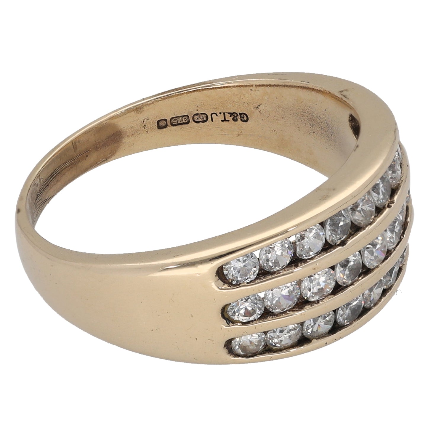 9ct Gold Cubic Zirconia Dress/Cocktail Ring Size Q