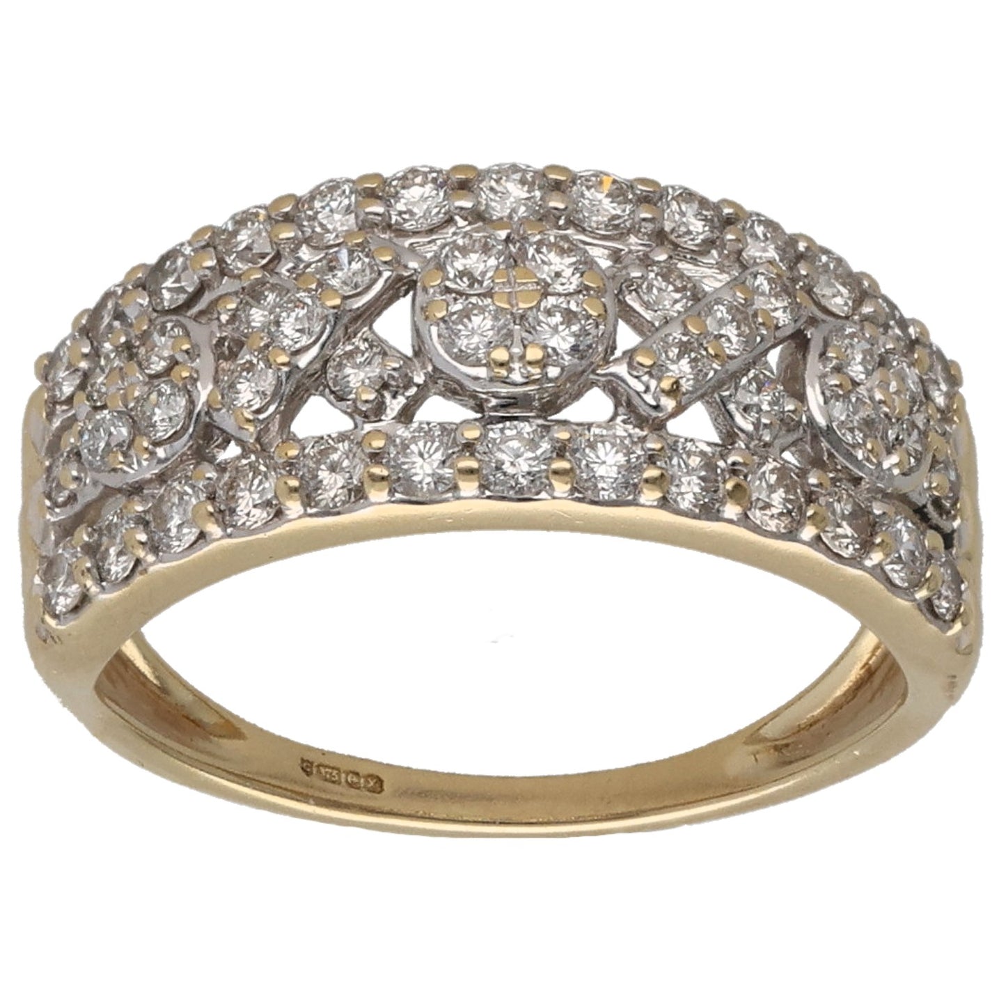 9ct Gold 1.25ct Diamond Dress/Cocktail Ring Size M