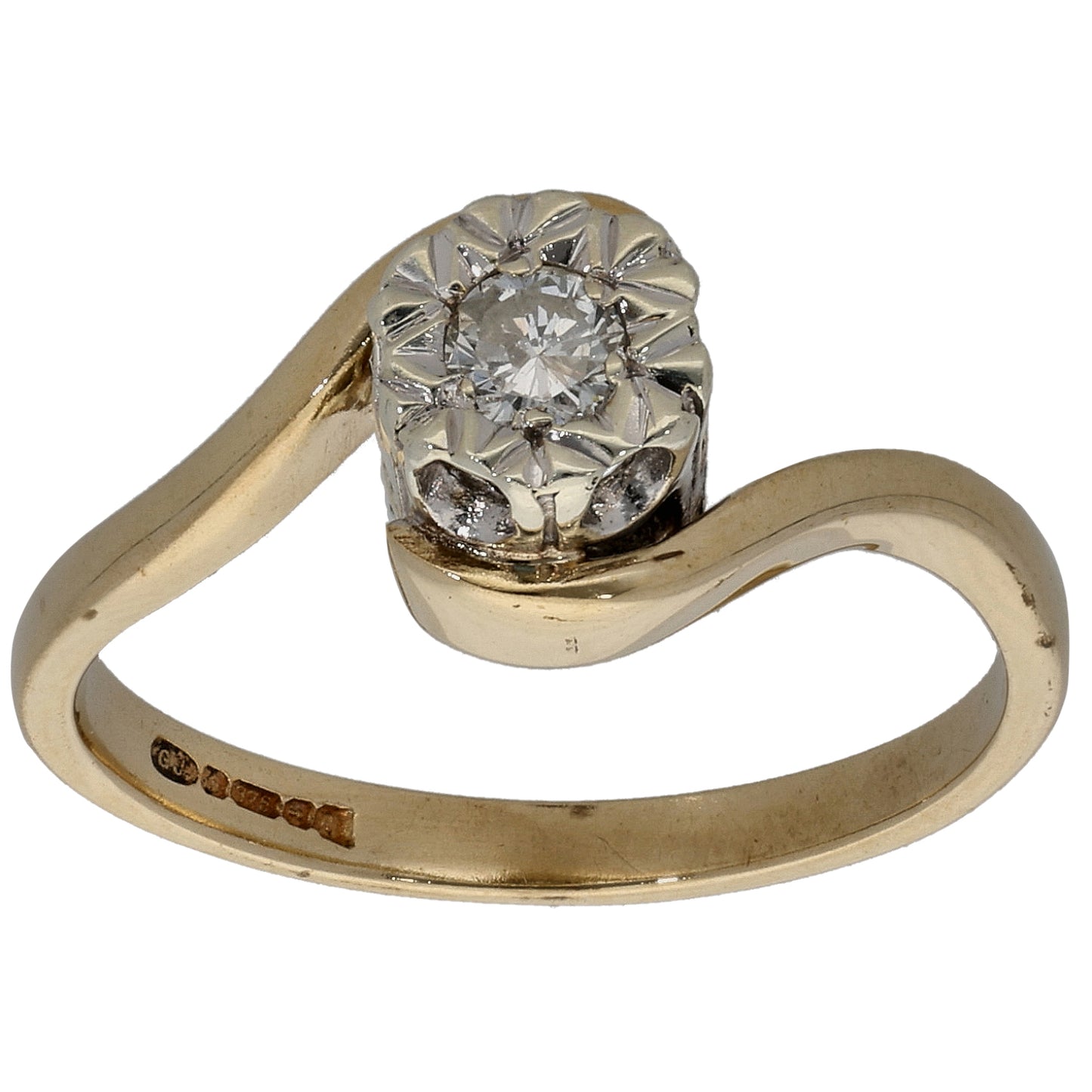 9ct Gold 0.10ct Diamond Solitaire Ring Size K