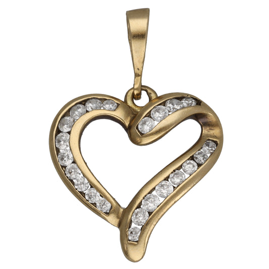9ct Gold Cubic Zirconia Heart Pendant
