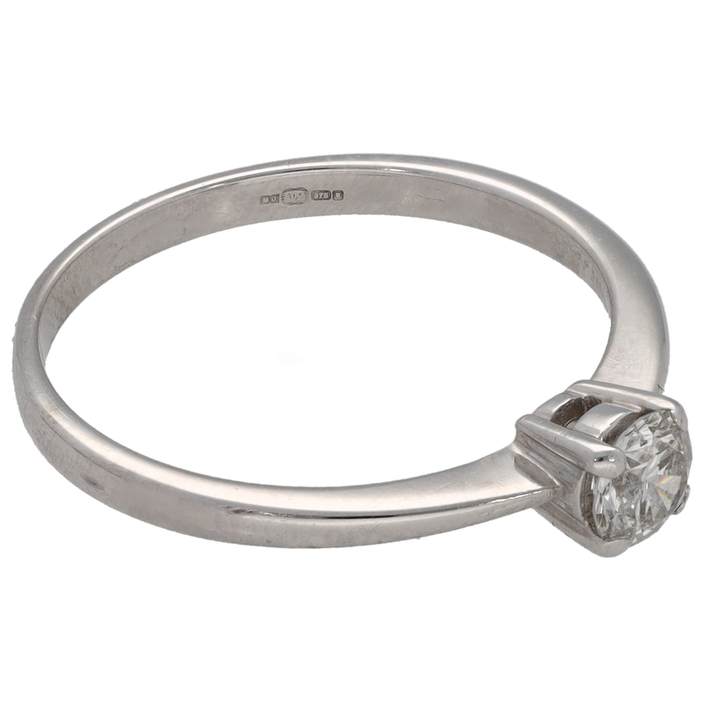 9ct White Gold 0.33ct Diamond Solitaire Ring Size O