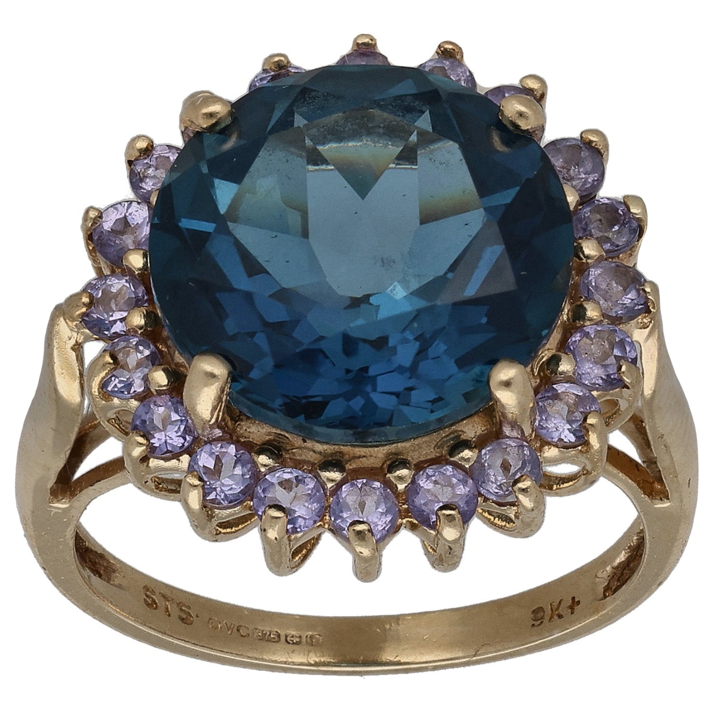 9ct Gold Topaz & Tanzanite Dress/Cocktail Ring Size L