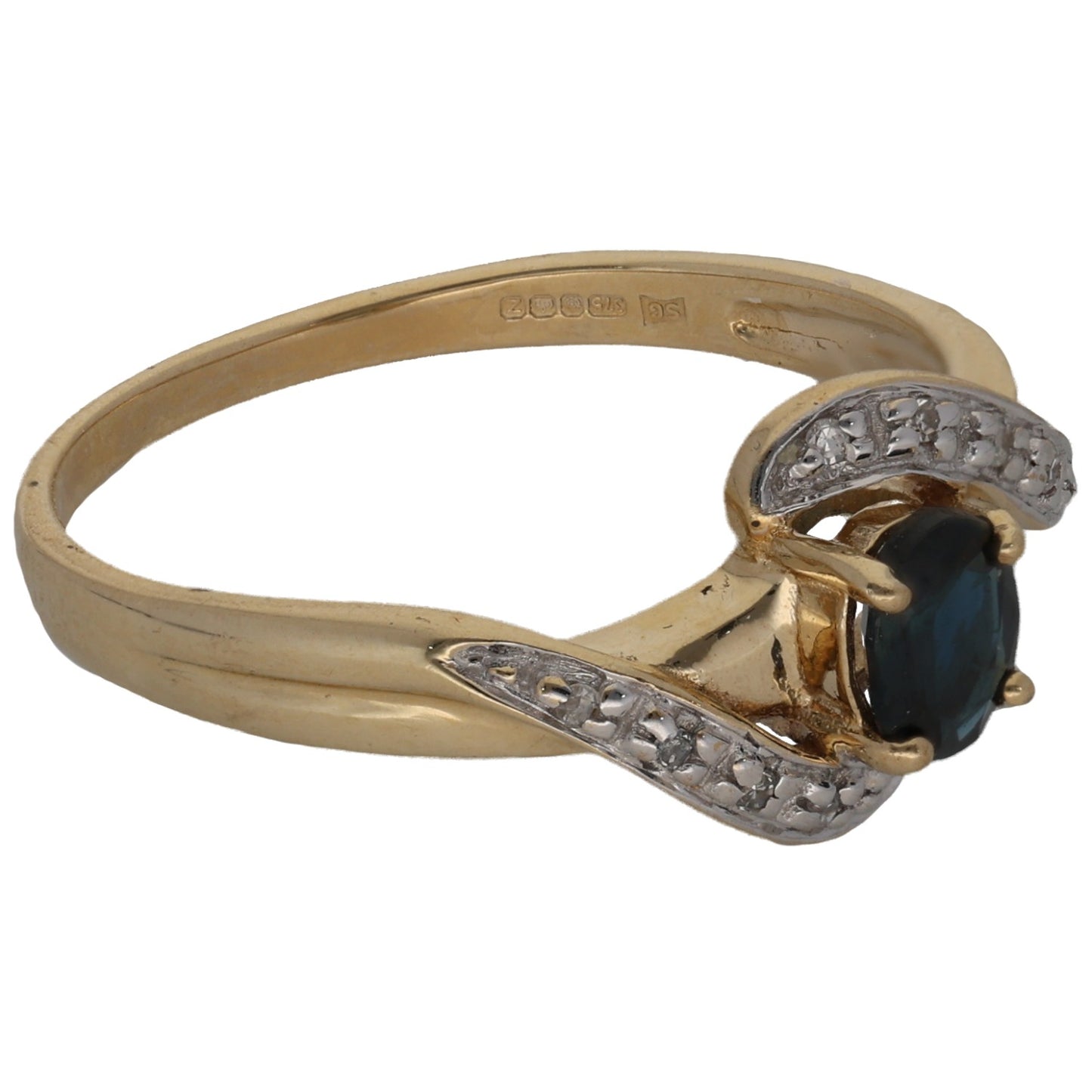 9ct Gold Sapphire & 0.05ct Diamond Dress/Cocktail Ring Size O
