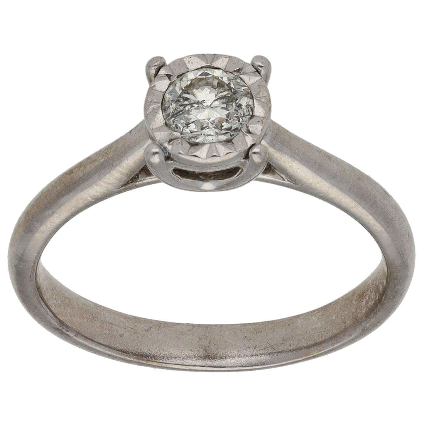 9ct White Gold 0.40ct Diamond Solitaire Ring Size O