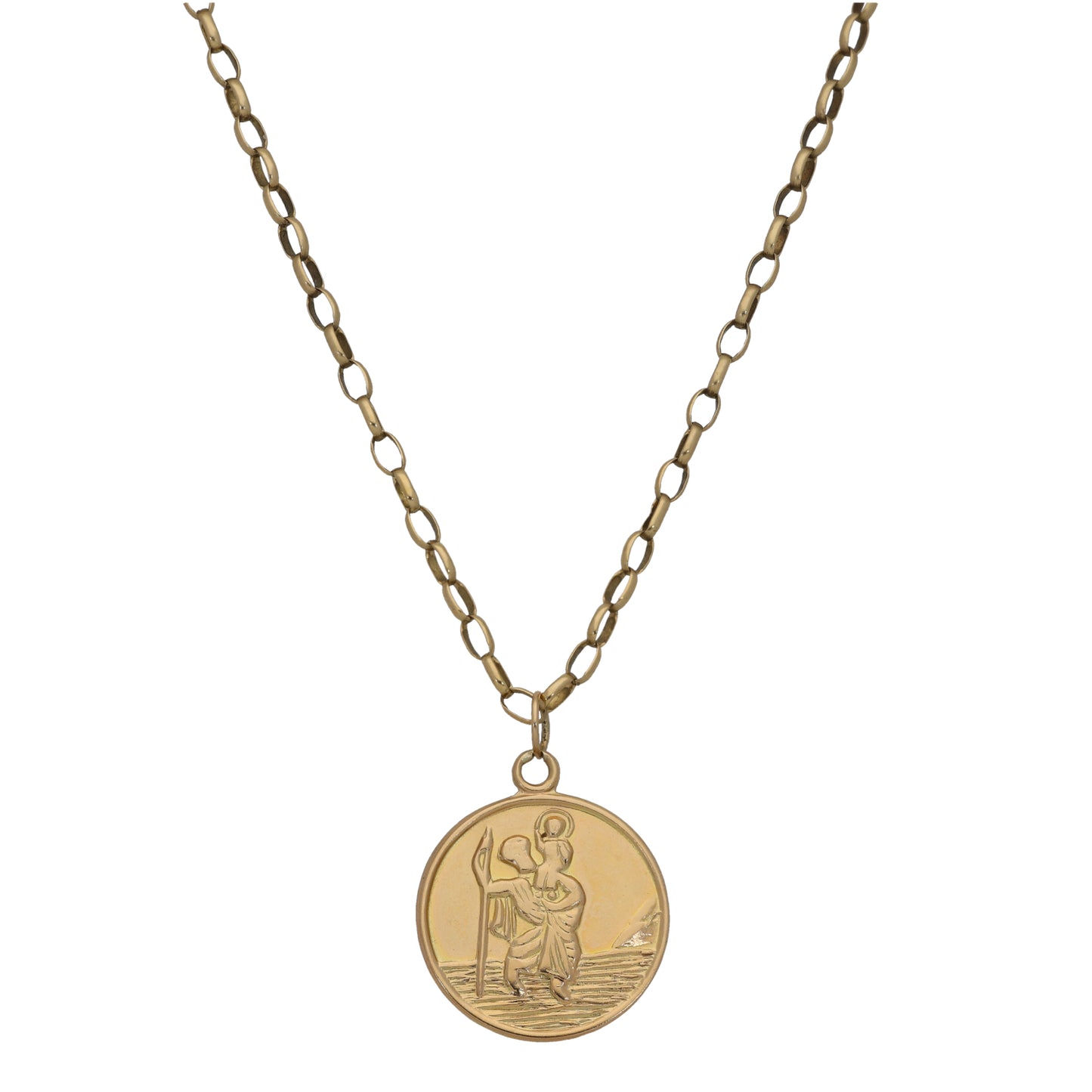 9ct Gold St Christopher Pendant With Chain
