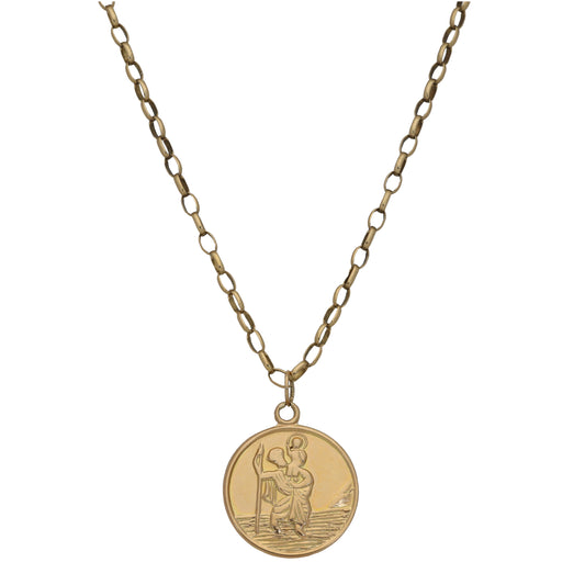 9ct Gold St Christopher Pendant With Chain
