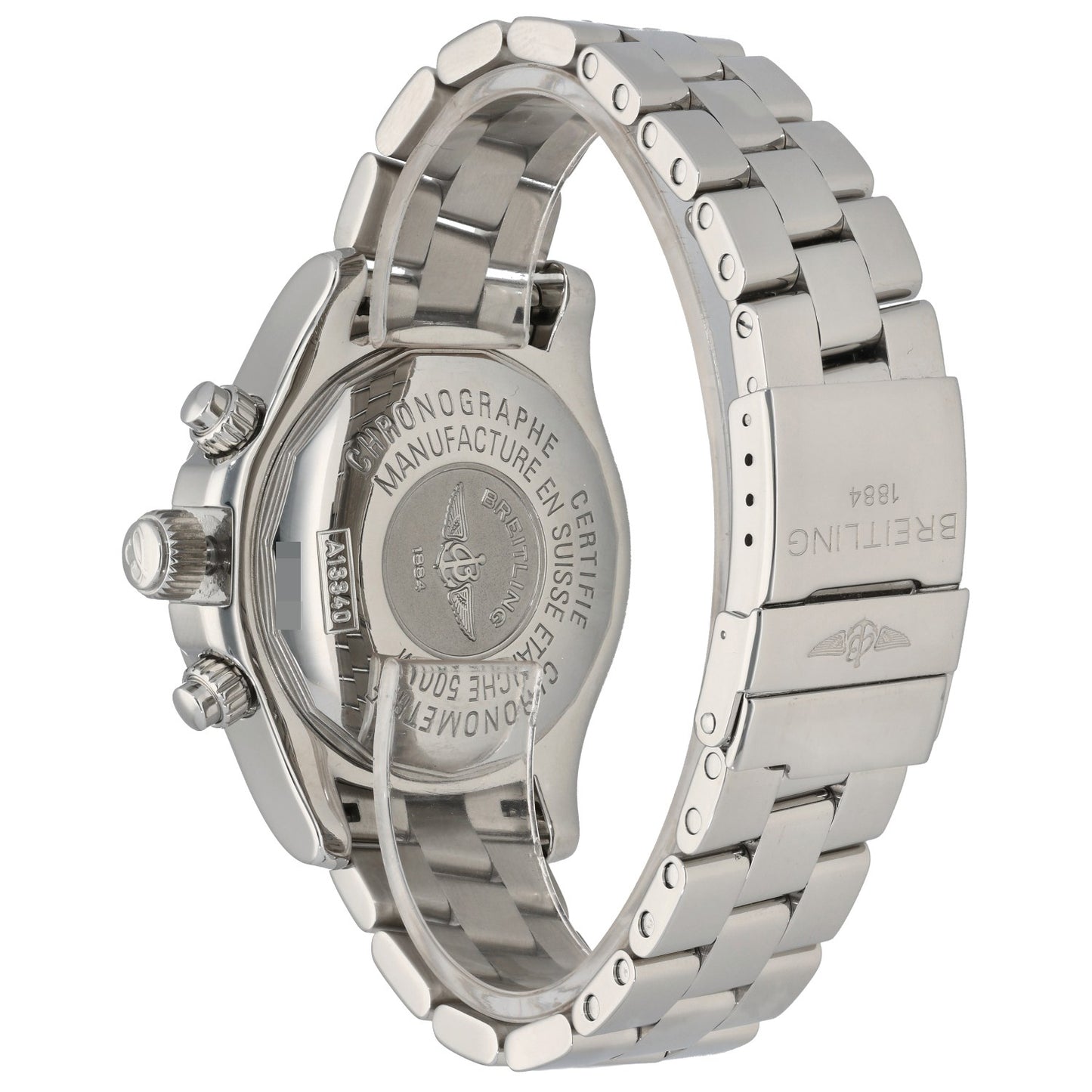 Breitling Superocean II A13340, stainless steel bracelet and case, rear angle
