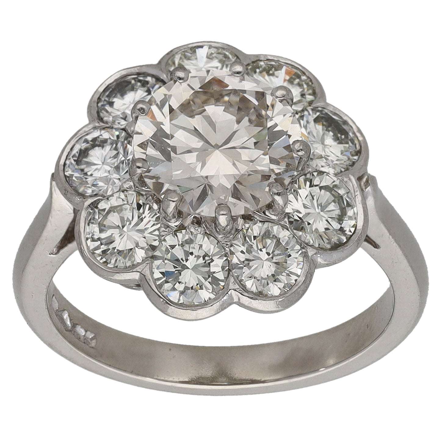 Platinum 4.10ct Diamond Cluster Ring Size M