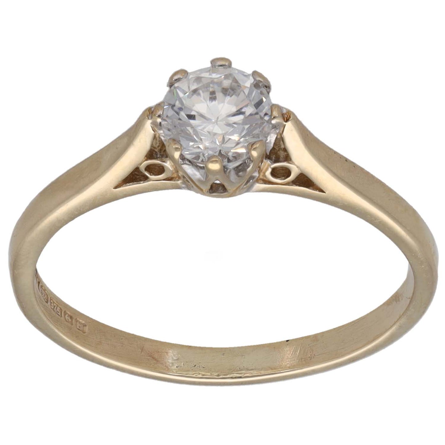 9ct Gold Cubic Zirconia Single Stone Ring Size N