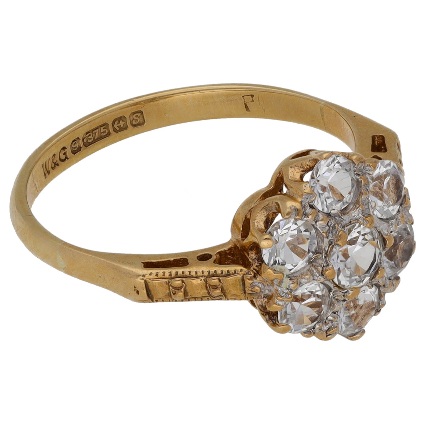 9ct Gold Cubic Zirconia Cluster Ring Size M