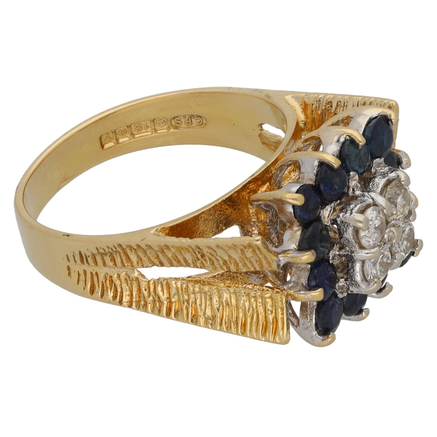 18ct Gold Sapphire & 0.28ct Diamond Dress/Cocktail Ring Size M