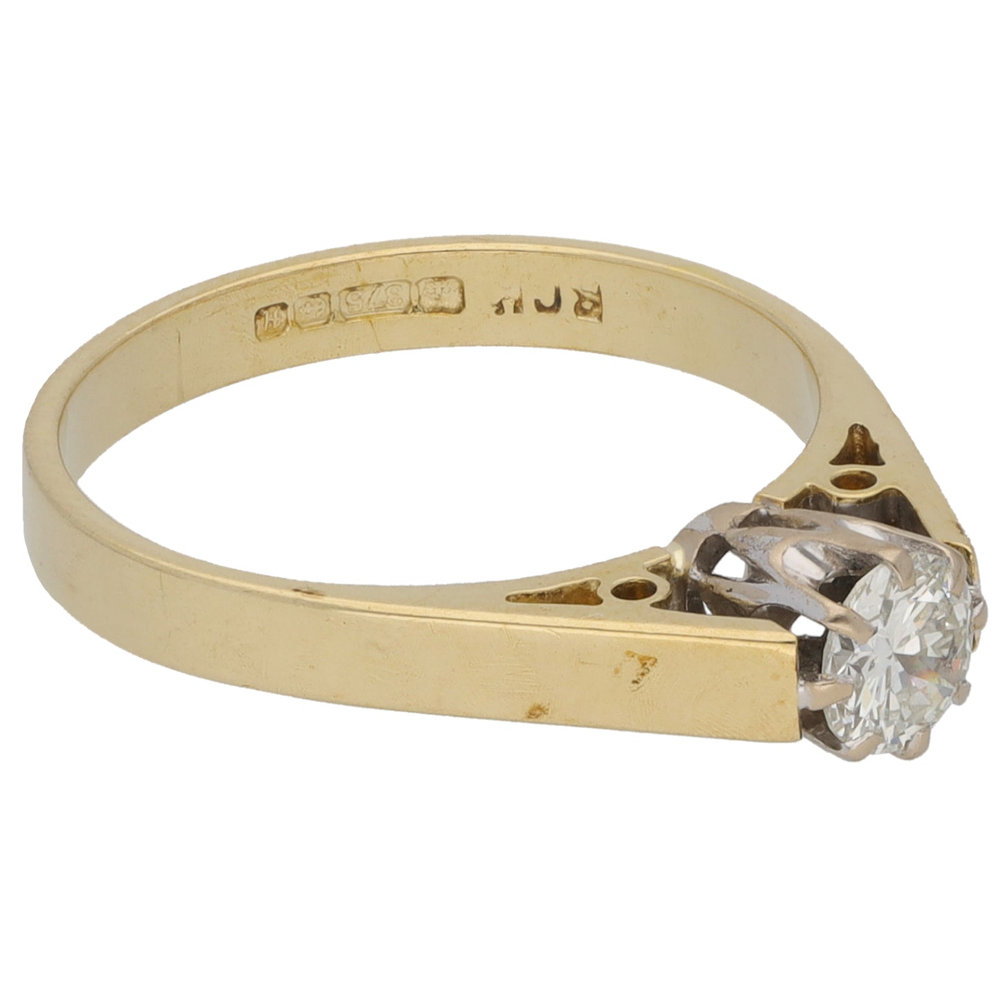 9ct Gold 0.35ct Diamond Solitaire Ring Size L