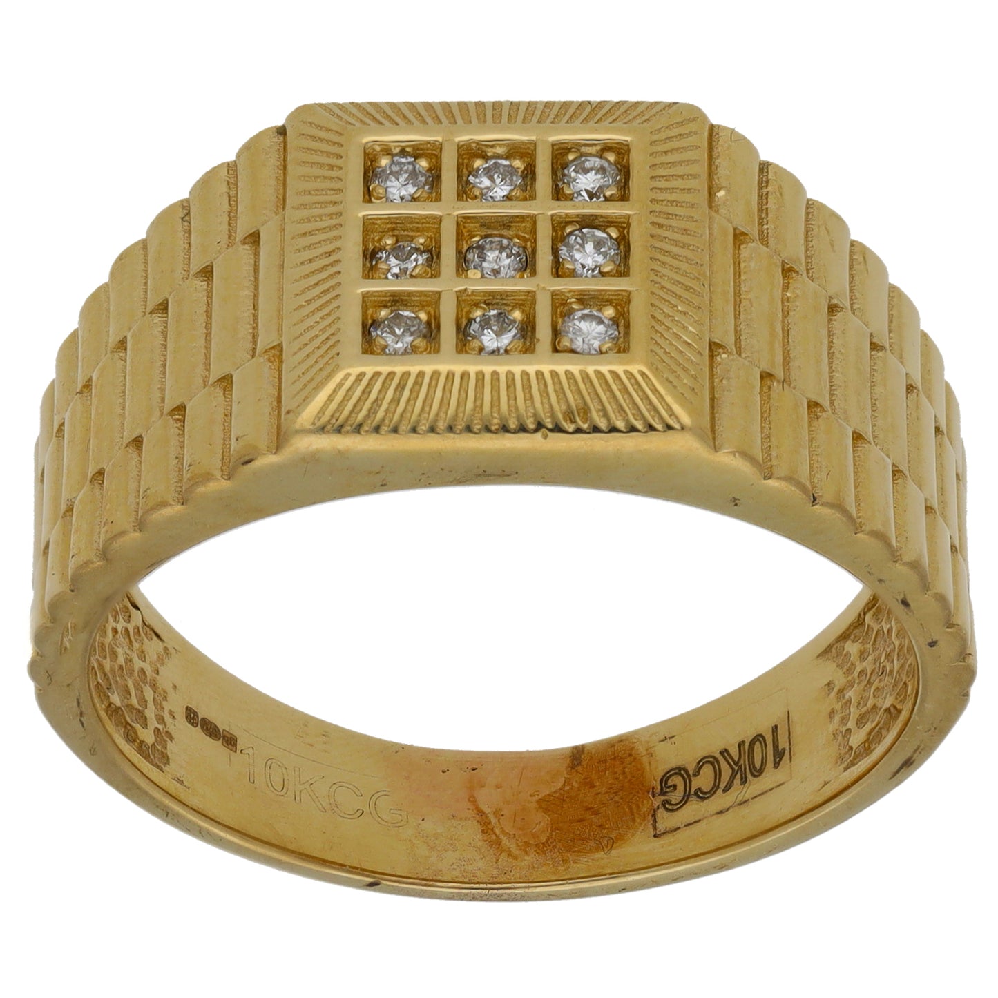 9ct Gold Cubic Zirconia Crest/Emblem Signet Ring Size Z