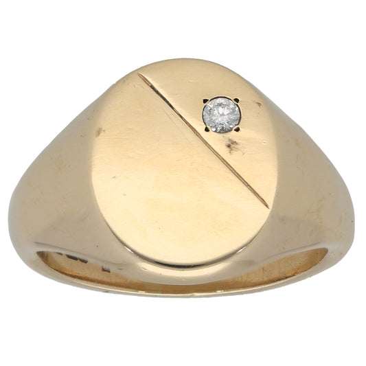 9ct Gold Cubic Zirconia Patterned Signet Ring Size U