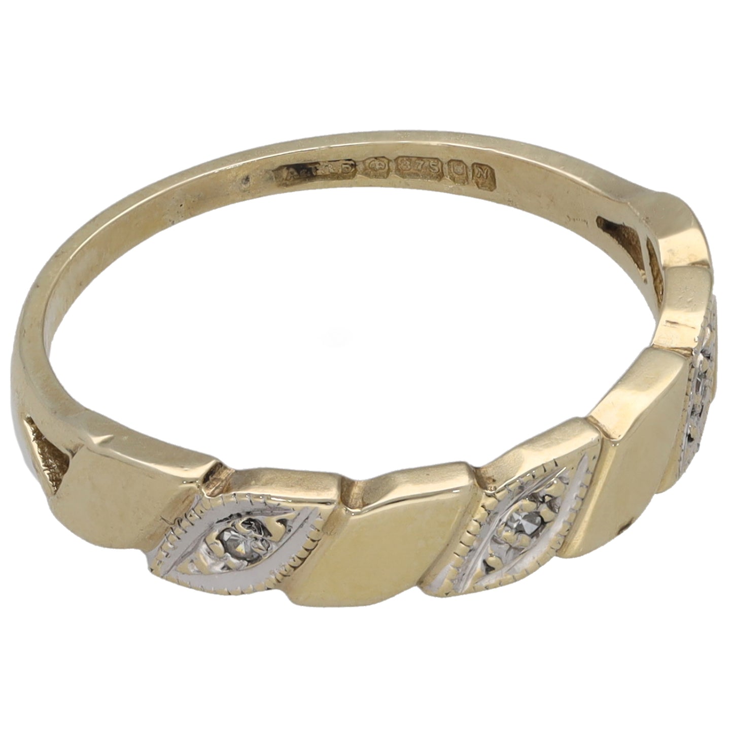 9ct Gold 0.03ct Diamond Half Eternity Ring Size L