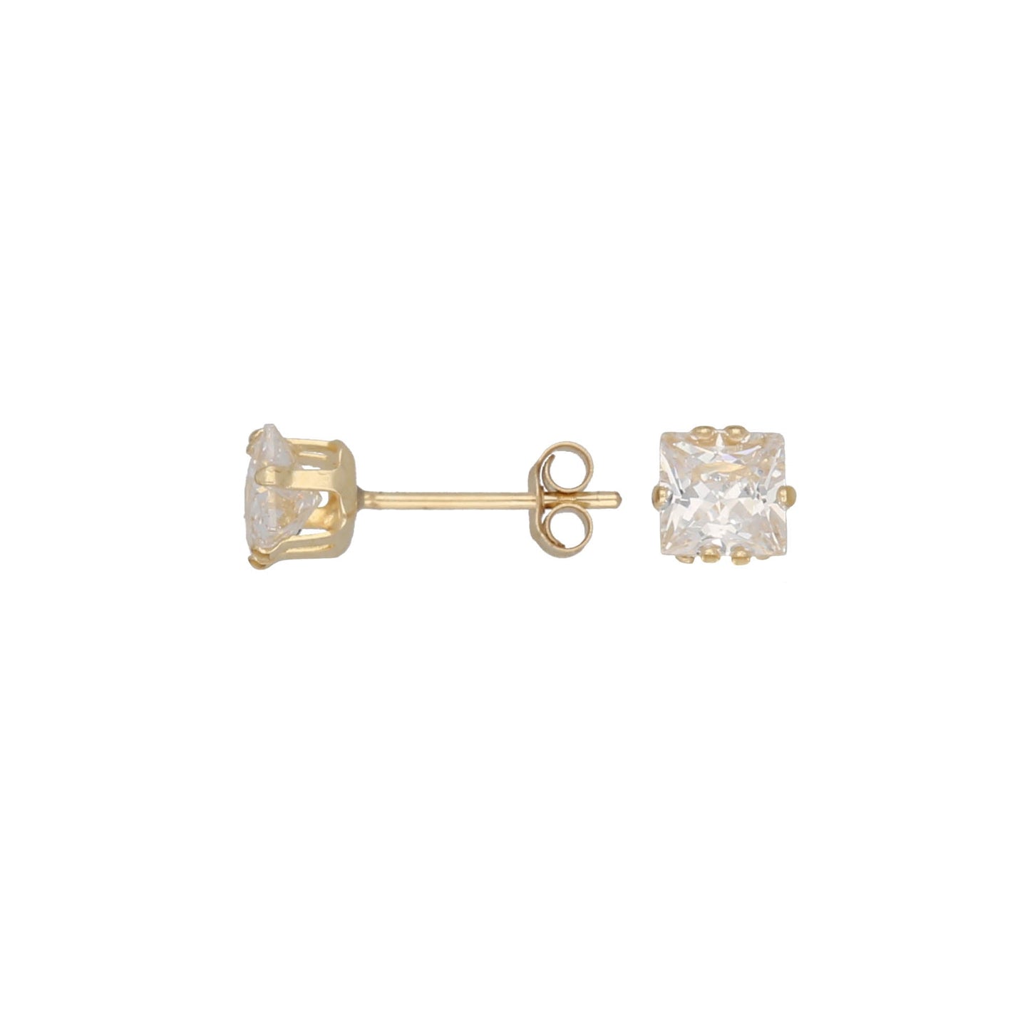 9ct Gold Cubic Zirconia Square Stud Earrings