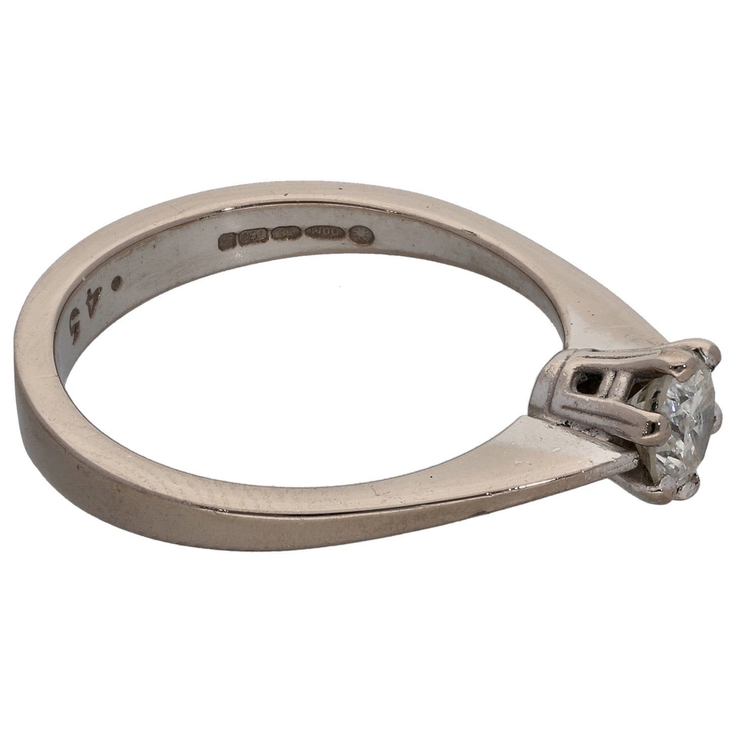 18ct White Gold 0.45ct Diamond Solitaire Ring Size N