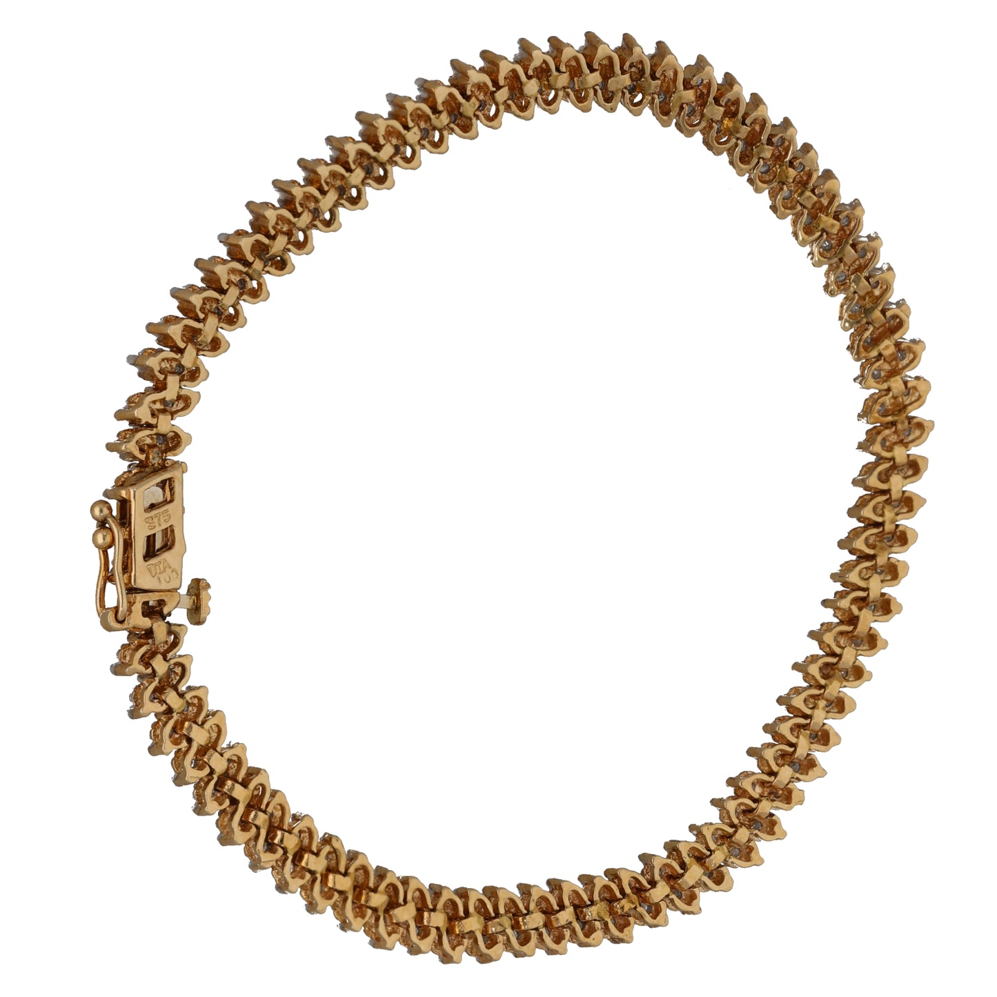9ct Gold 1.00ct Diamond Fancy Stone Set Bracelet