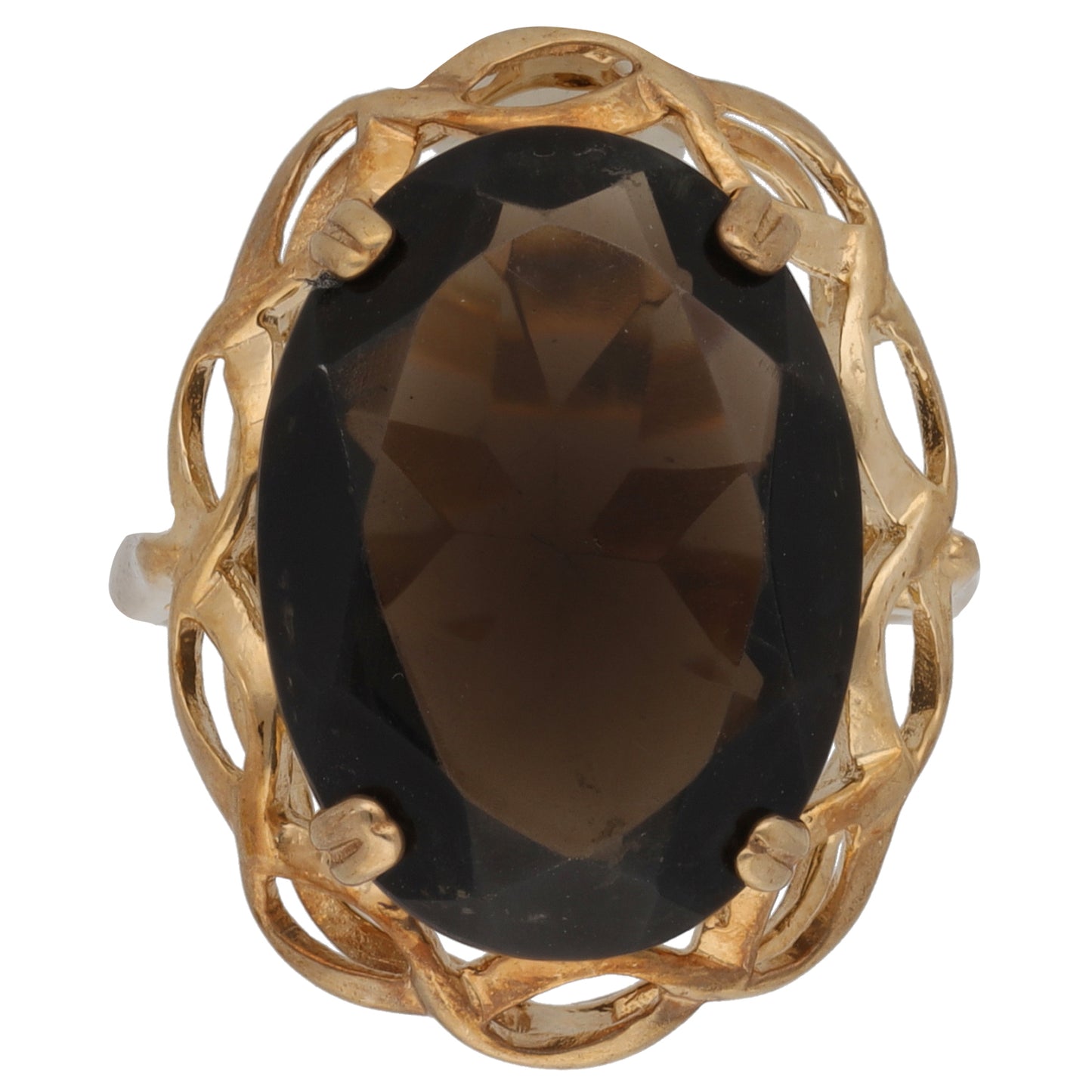 9ct Gold Smoky Quartz Single Stone Ring Size K
