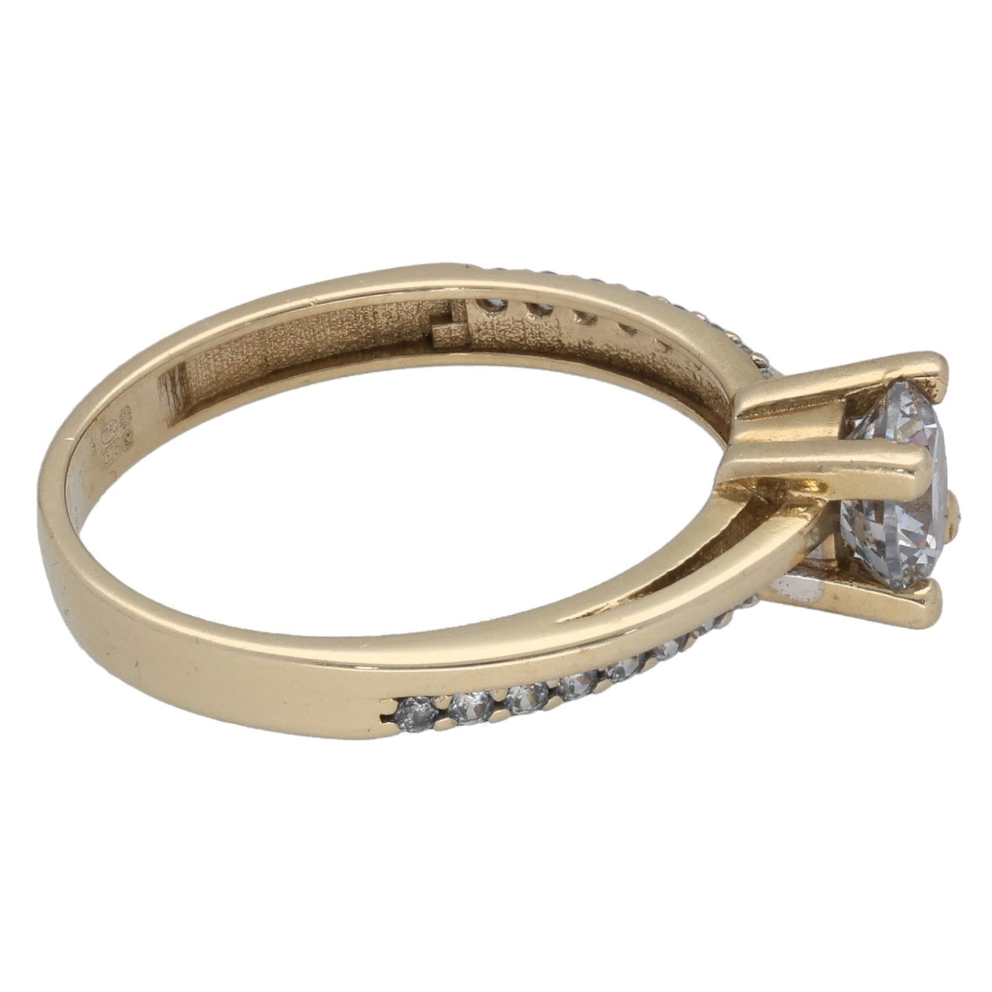 9ct White Gold Cubic Zirconia Single Stone Ring With Accents Size K