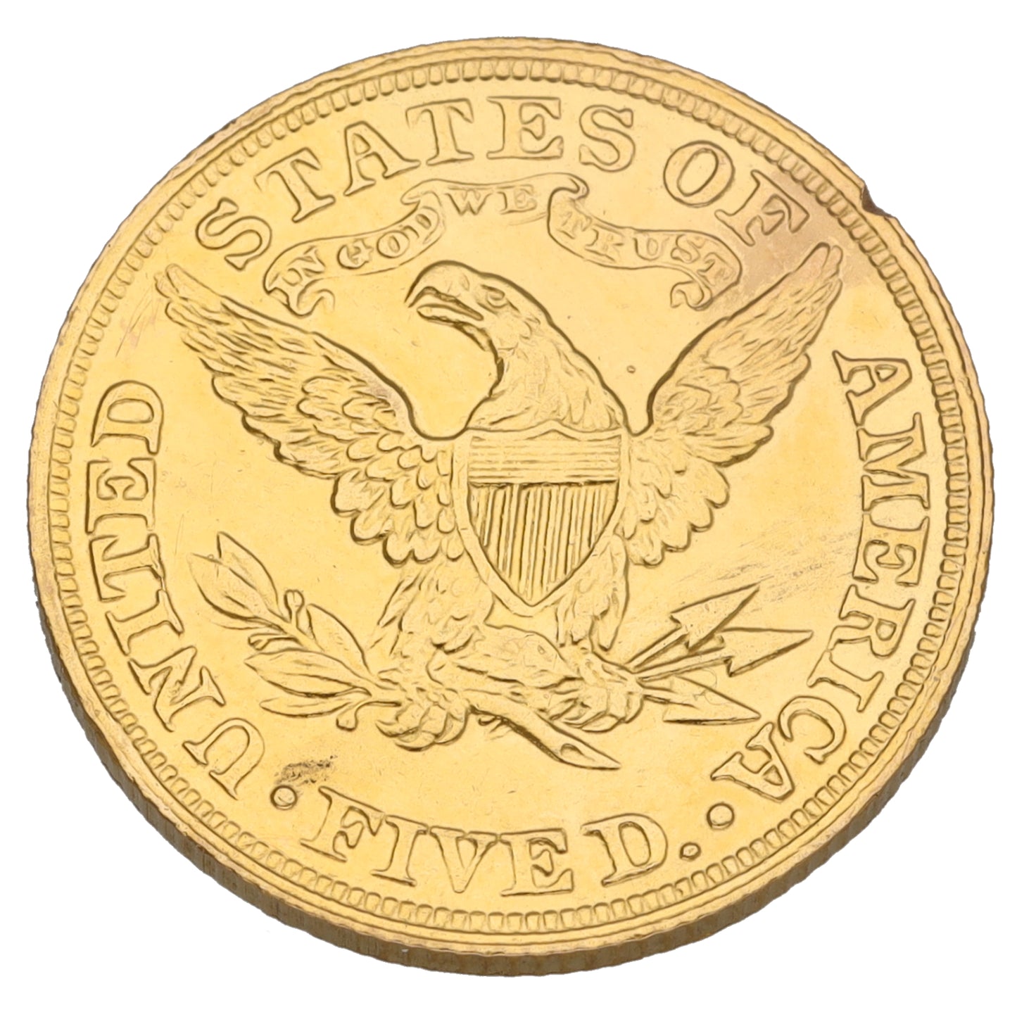 22ct Gold USA Liberty Head 5 Dollars Coin 1900