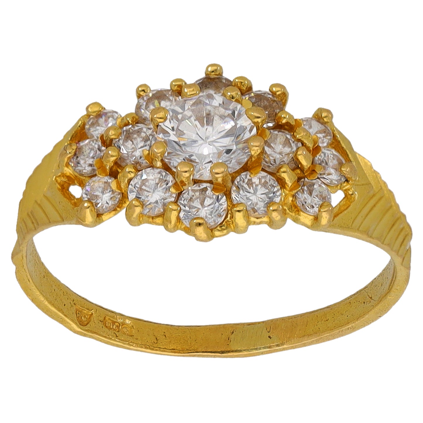 22ct Gold Cubic Zirconia Cluster Ring Size K