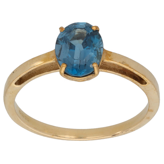 9ct Gold Coated Topaz Single Stone Ring Size N